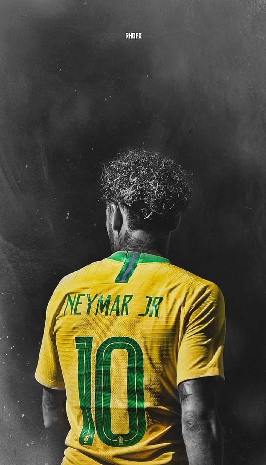Neymar Jr Brazil National Team Number 10 Jersey Back View Portrait HD phone wallpaper