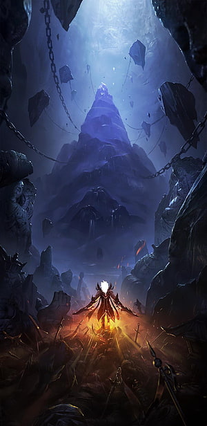 Mobile Legends: Bang Bang Dark Fantasy Warrior Standing in a Glowing Cave HD phone wallpaper