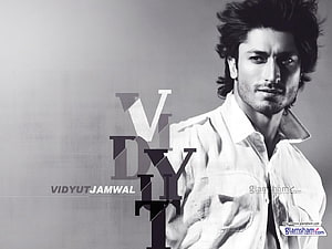 Vidyut Jammwal Black and White Portrait in White Shirt HD wallpaper