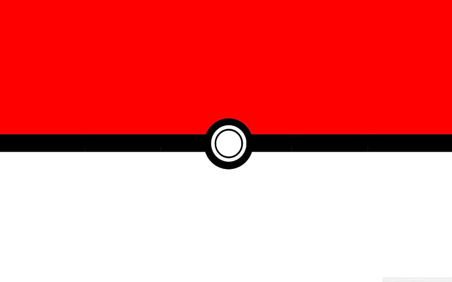 Minimalist Pokemon Pokeball Design with Red and White Horizontal Stripes HD wallpaper