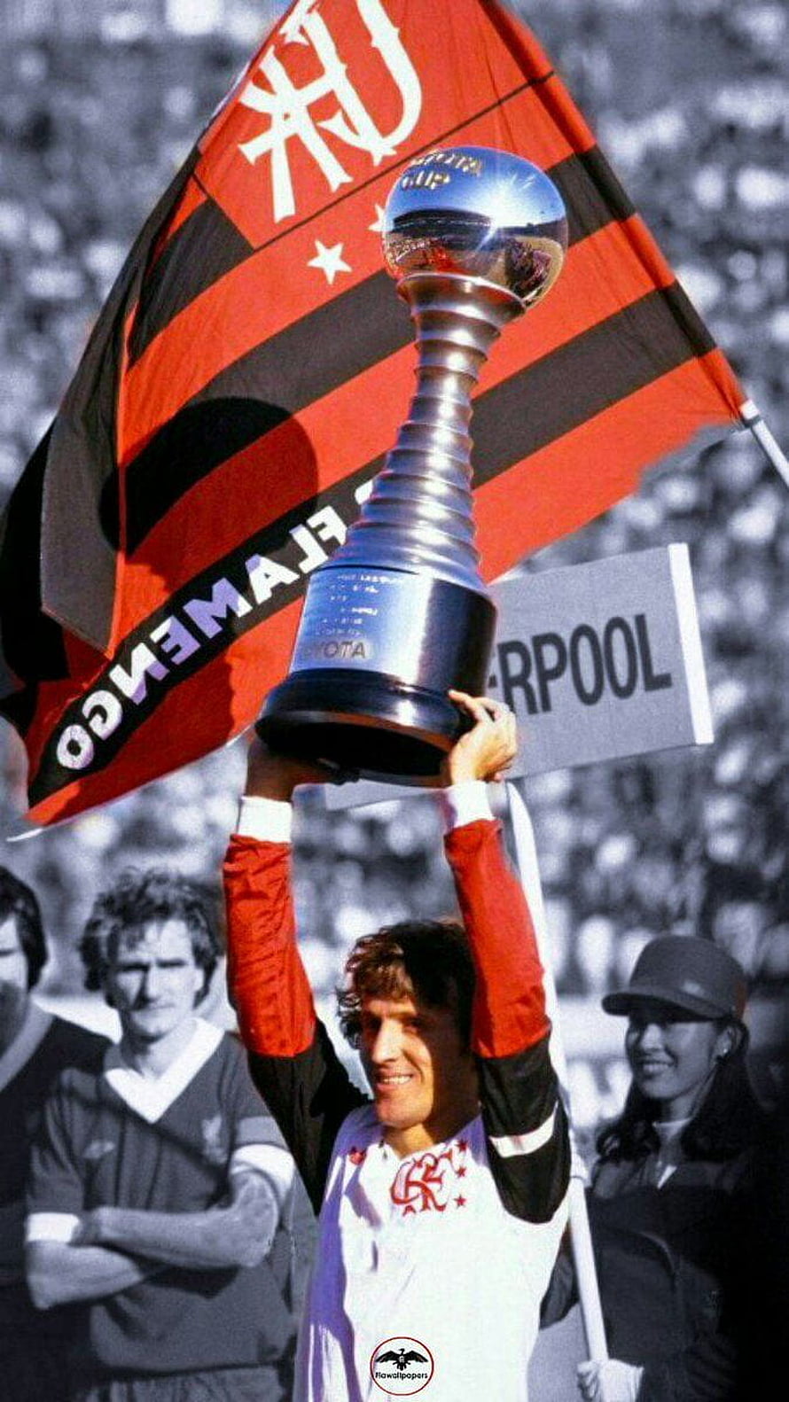 Zico Lifting the Intercontinental Cup Trophy for Flamengo in a Historic Victory Moment HD phone wallpaper