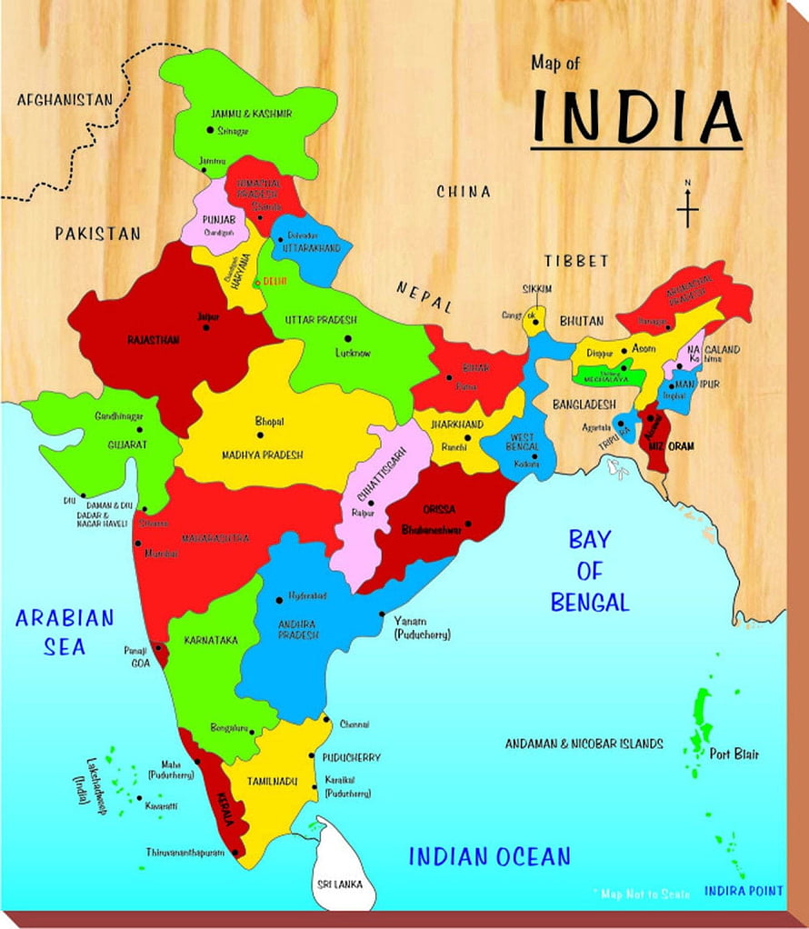 Colorful Political Map of India Showing All States and Neighboring Countries HD phone wallpaper