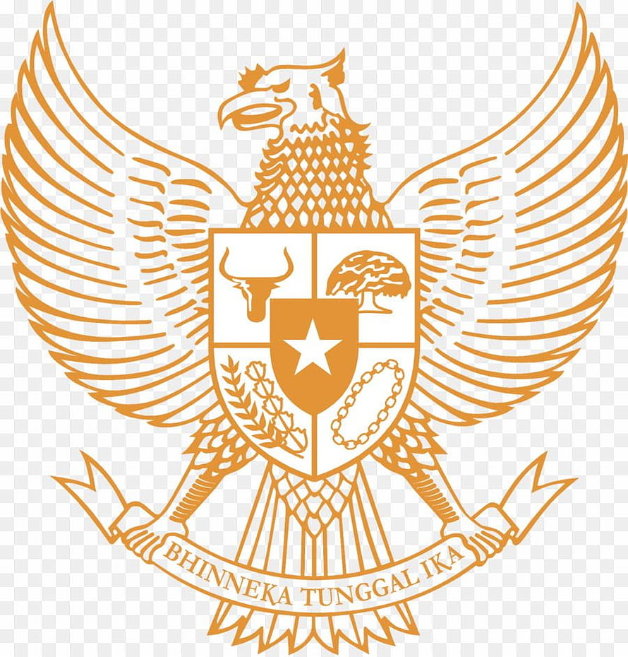 Golden Garuda Pancasila Emblem with Bhinneka Tunggal Ika Motto on Transparent Background HD phone wallpaper