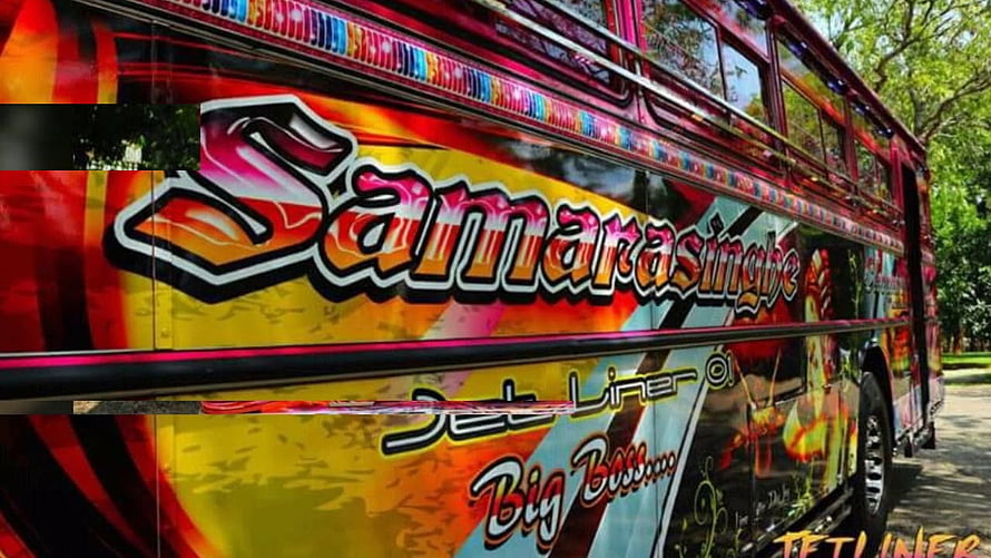 Vibrant Sri Lankan Modified Bus with Colorful Custom Livery and Bold Branding HD wallpaper