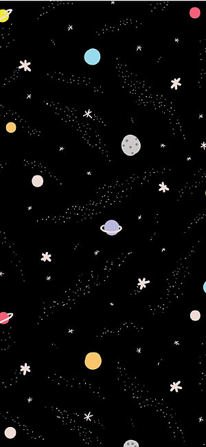 Minimalist Solar System Space Wallpaper with Pastel Planets and Stars HD phone wallpaper
