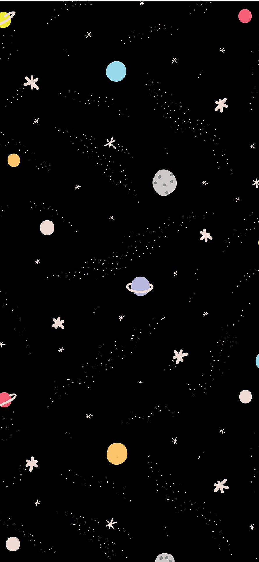 Minimalist Solar System Space Wallpaper with Pastel Planets and Stars HD phone wallpaper