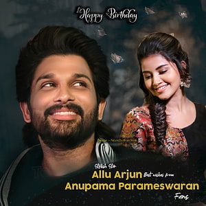Allu Arjun and Anupama Parameswaran Birthday Celebration Portrait HD phone wallpaper