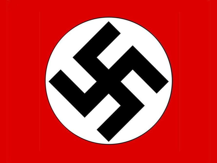 Black Swastika Symbol Inside White Circle on Red Background HD wallpaper