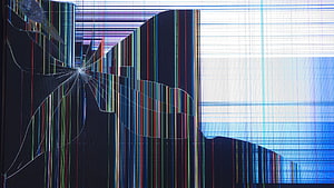 Abstract Glitch Art with Shattered Screen Effect and Vibrant Digital Distortion HD wallpaper