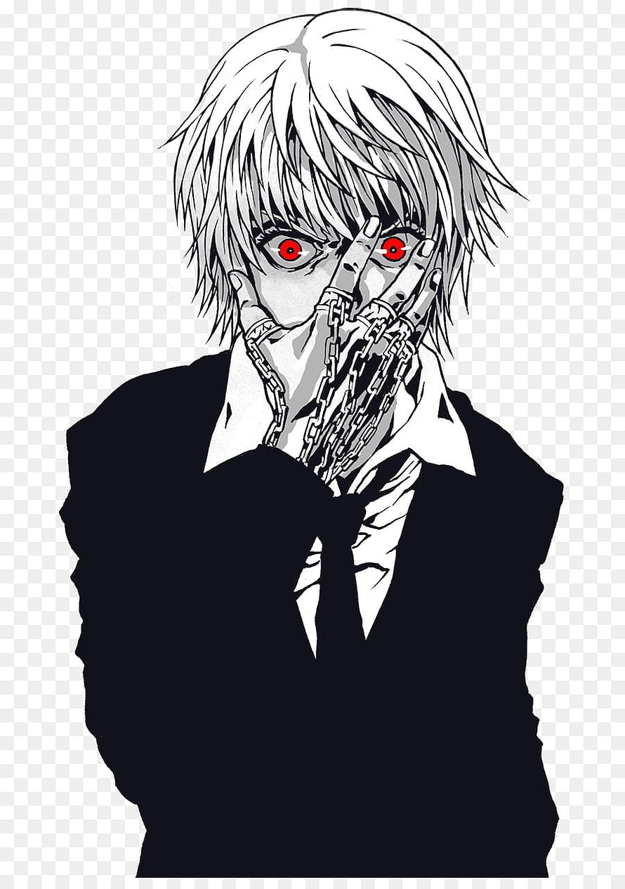 Kurapika Anime Character with Red Eyes and Chained Hands in Black Suit HD phone wallpaper