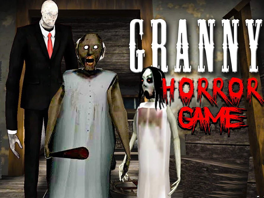 Granny Horror Game Characters in Dark Wooden Interior HD wallpaper