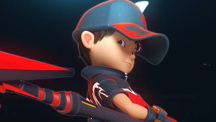 BoBoiBoy Halilintar 3D Animated Character in Racing Gear with Red and Blue Cap HD wallpaper
