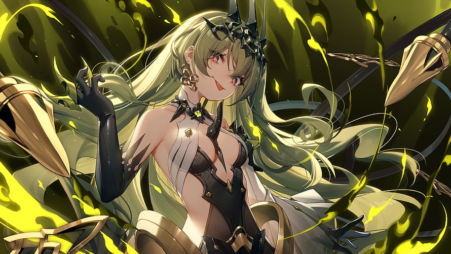 Mobius from Honkai Impact 3rd in Black and Gold Armor with Green Energy HD wallpaper