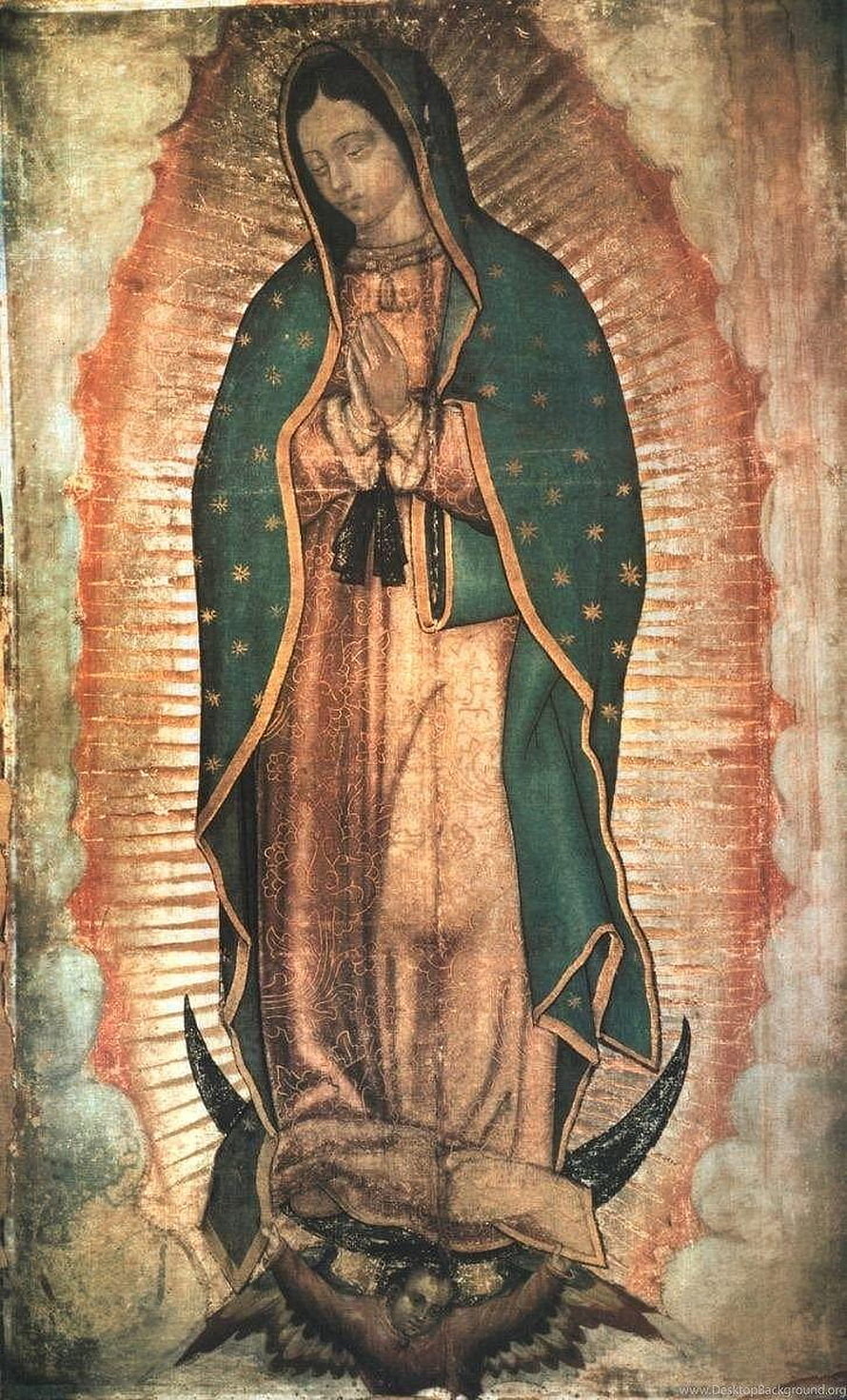 Virgin of Guadalupe Religious Icon with Starred Mantle and Seraphim HD phone wallpaper