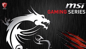 MSI Gaming Series Dragon Logo on Dark Brushed Metal Background HD wallpaper