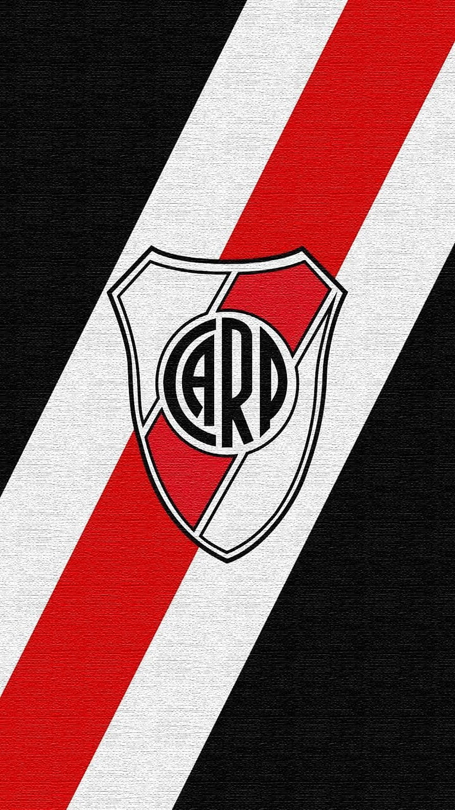 River Plate Club Crest on Diagonal Black White and Red Stripes HD phone wallpaper