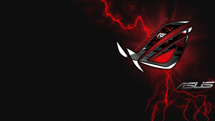Asus ROG Gaming Laptop with Red Lightning on Black Background HD wallpaper
