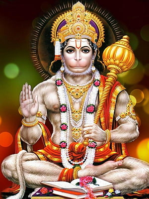 Lord Hanuman Bajrangbali Digital Art with Gada and Sacred Text, Lord Hanuman Bajrangbali, bajrang bali mobile HD phone wallpaper