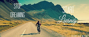 The Secret Life of Walter Mitty: Cyclist on a Mountain Road with Inspirational Quote HD wallpaper