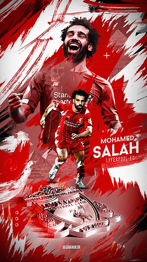 Mohamed Salah Liverpool FC Red Jersey Celebration Artwork HD phone wallpaper