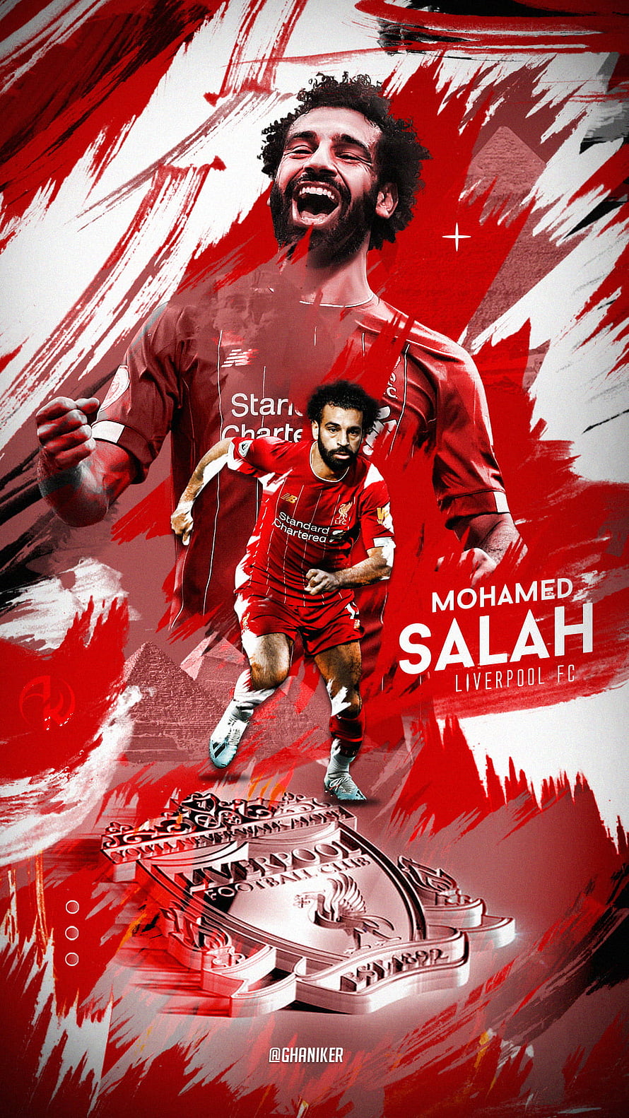 Mohamed Salah Liverpool FC Red Jersey Celebration Artwork HD phone wallpaper