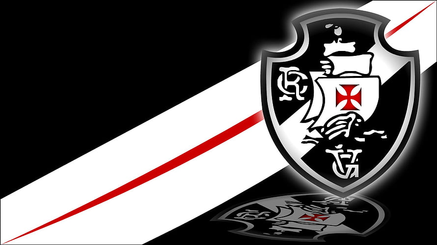 Vasco da Gama Club Crest on Black and White Diagonal Background HD wallpaper