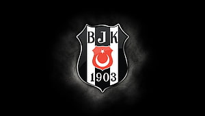 Beşiktaş JK 1903 Official Club Crest on Dark Textured Background HD wallpaper