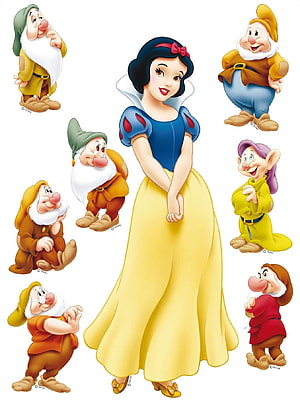 Snow White and the Seven Dwarfs Classic Disney Character Illustration HD phone wallpaper
