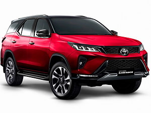 2021 Toyota Fortuner Legender Red SUV Front Three-Quarter Studio Shot HD wallpaper