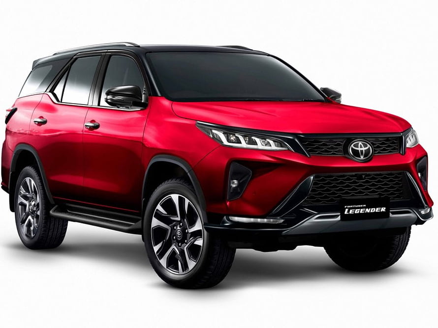 2021 Toyota Fortuner Legender Red SUV Front Three-Quarter Studio Shot HD wallpaper