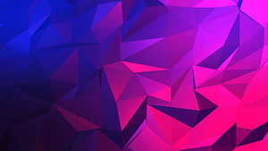 Vibrant Low Poly Geometric Abstract Pattern in Blue and Pink Hues HD wallpaper