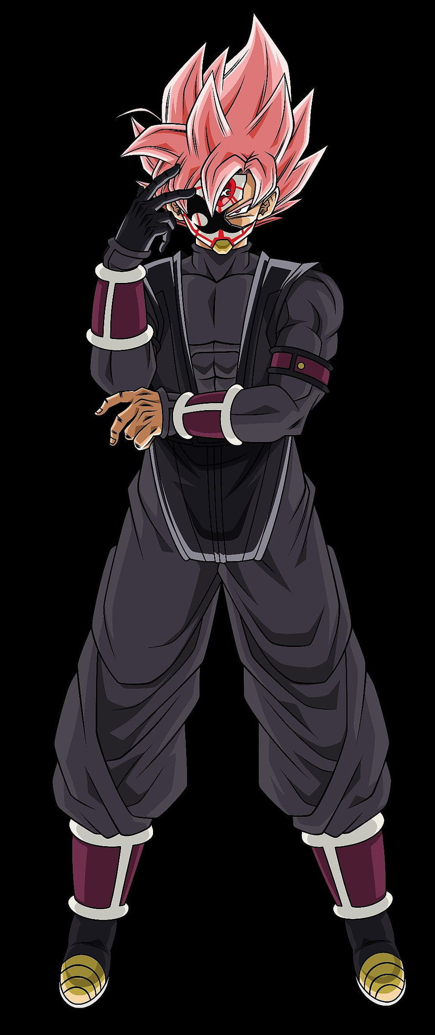 Goku Black Super Saiyan Rose Crimson Masked Saiyan Character Art HD phone wallpaper
