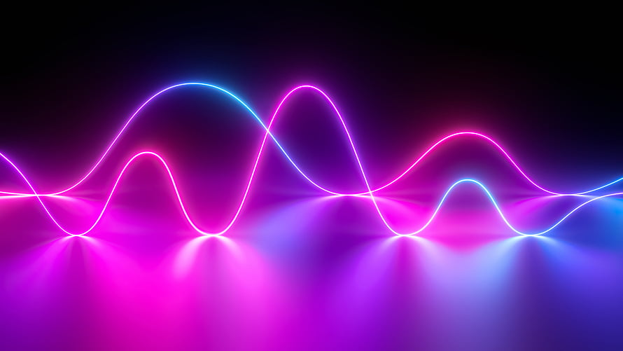 Abstract Neon Wave Lines in Pink and Blue on a Dark Background HD wallpaper
