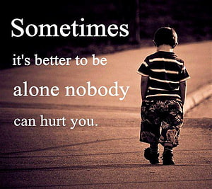 Lonely Child Walking Alone on Empty Road with Reflective Quote HD wallpaper