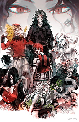 Demon Slayer Upper Moon Demons Group Illustration HD phone wallpaper