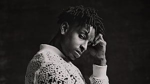 21 Savage Black and White Portrait in Knit Sweater HD wallpaper