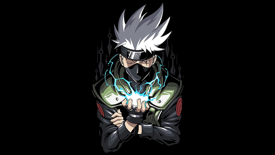 Kakashi Hatake Channeling Lightning Chakra in Dark Anime Artwork HD wallpaper