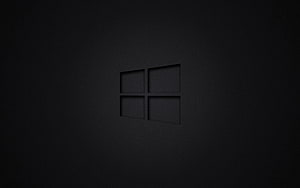 Windows 10 Dark Minimalist Logo on Textured Black Background HD wallpaper