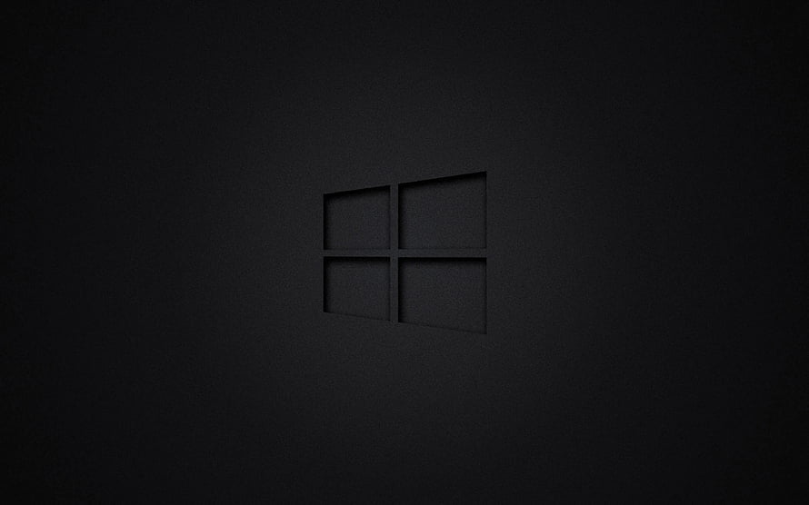 Windows 10 Dark Minimalist Logo on Textured Black Background HD wallpaper