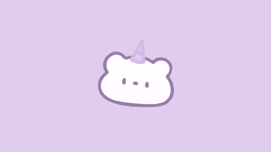 Cute White Cloud Unicorn Face on Soft Lavender Background HD wallpaper