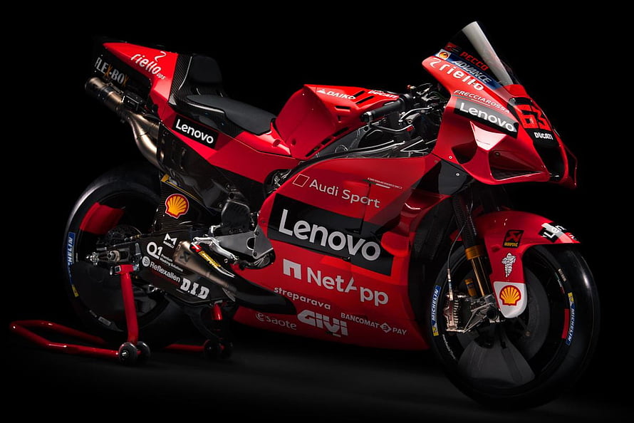 Ducati Lenovo Team MotoGP Racing Motorcycle with Red Sponsor Livery HD wallpaper