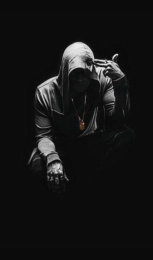 Moody Man in Hoodie Smoking Cigarette Against Black Background, Dark Attitude Boy, alone attitude HD phone wallpaper