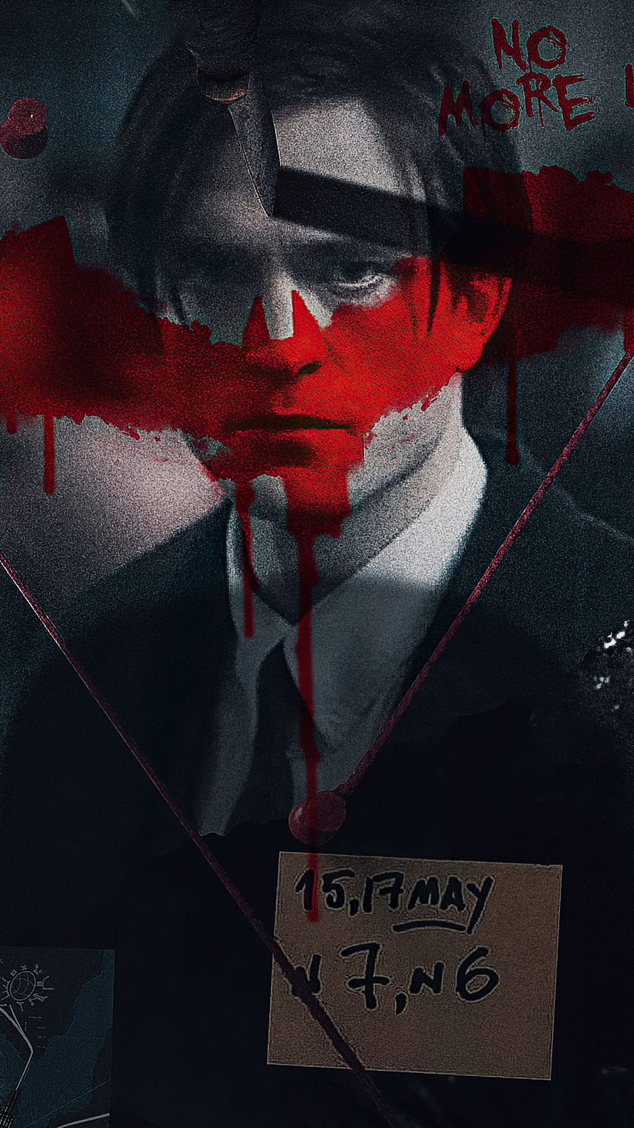 The Batman 2022 Dark Poster Featuring Robert Pattinson With Red Splatter and No More Text HD phone wallpaper