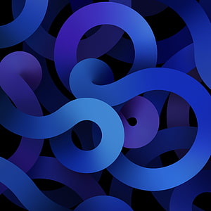 Abstract 3D Blue and Purple Ribbon Loops on Black Background HD phone wallpaper