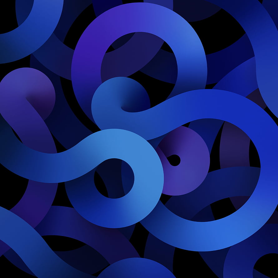 Abstract 3D Blue and Purple Ribbon Loops on Black Background HD phone wallpaper