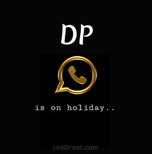 Minimalist Gold WhatsApp Call Icon on Black Background with Holiday Status Text HD phone wallpaper