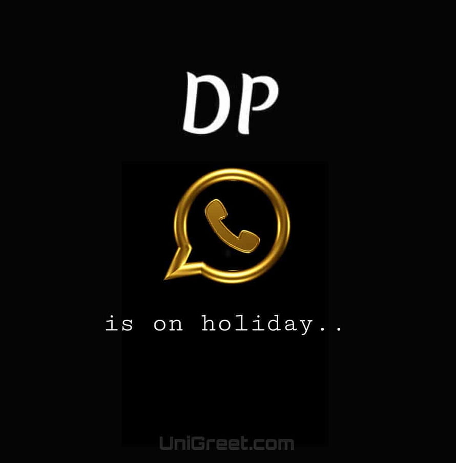 Minimalist Gold WhatsApp Call Icon on Black Background with Holiday Status Text HD phone wallpaper