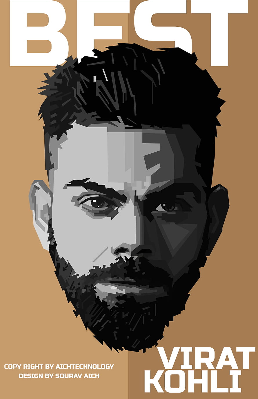 Virat Kohli Geometric Portrait Illustration with Bold Typography HD phone wallpaper
