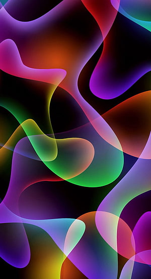 Vibrant Abstract Flowing Color Waves on Dark Background HD phone wallpaper