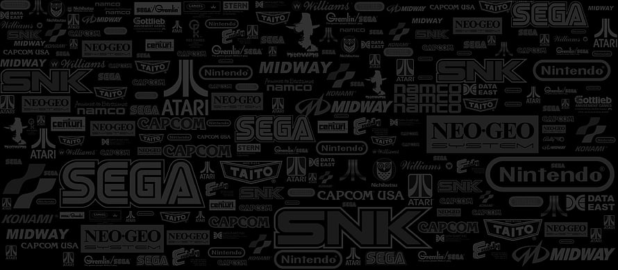 Retro Video Game Company Logo Wall Featuring Sega, Nintendo, and Capcom HD wallpaper